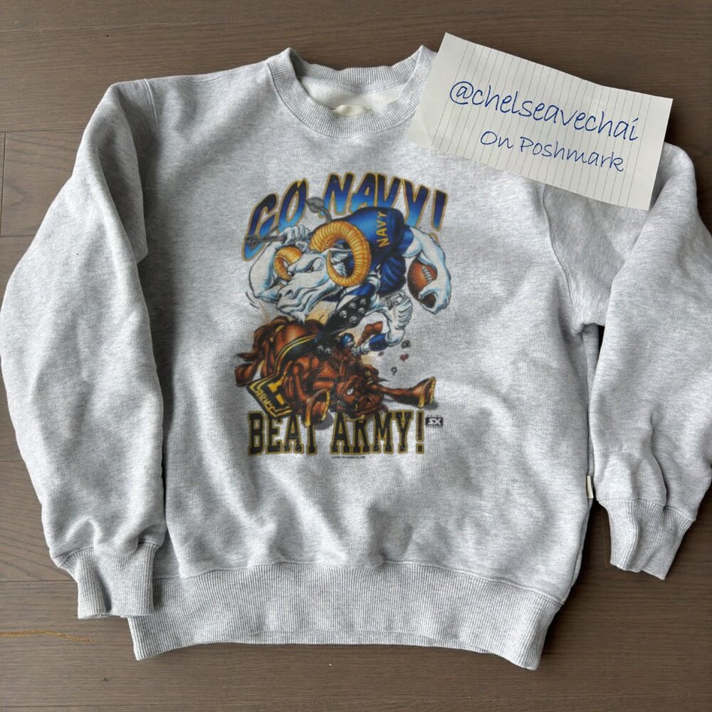 Vintage Go Navy beat Army Football Sweatshirt, Retro Army-Navy Football Shirt